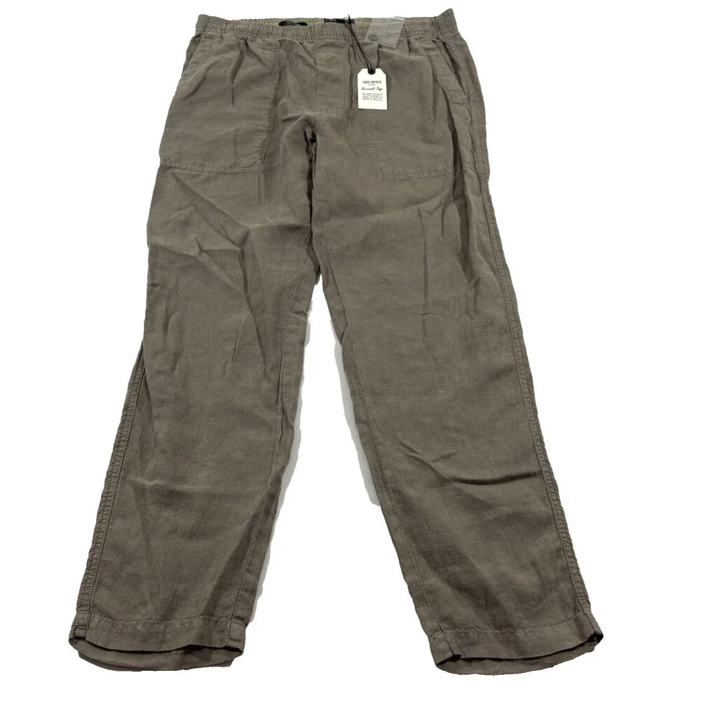 Todd Snyder Mens Brown Relaxed Linen Leisure Pants Beachy Resort Wear Sz M NWT